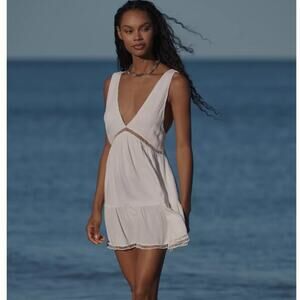 NWT Anthropologie Malai Salt Sleeveless Mini Swing Dress Sz M